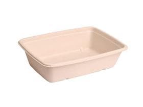 Salatschale aus Bagasse, rechteckig, 23 x 16 x 6 cm, 1050 ml, natur
