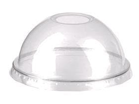 Dom-Deckel aus PLA transparent, ohne Öffnung, passend zu BIO Trinkbecher aus