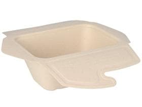 Menübox aus Bagasse rechteckig, natur, 21.5 x 15 x 5.5 cm, 1000 ml, ungeteilt,