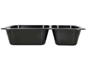 Mehrweg Menübox aus Kunststoff 227 x 178 x 50 mm, schwarz, 2-geteilt
