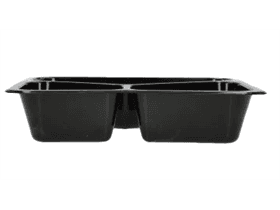 Mehrweg Menübox aus Kunststoff 227 x 178 x 50 mm, schwarz, 3-geteilt