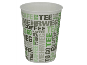 Kaffeebecher mit Deckel aus Kunststoff Ø 80 mm, Höhe 95 mm, 2 dl, weiss