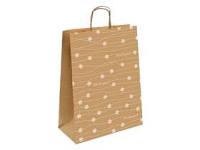 Papiertragetaschen Kraft braun 100 gm2, "Winterzeit", 320 x 120 x 410 mm,