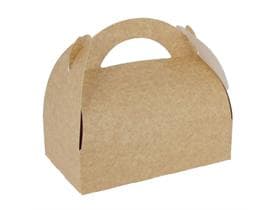 Tortenschachtel aus braunem Kraftpapier 10 x 10 x 6 cm, unbedruckt, mit Henkel