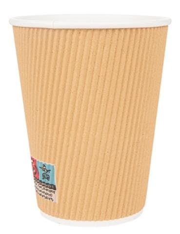 Kaffeebecher 3 dl, aussen braun geriffelt, innen weiss, PE-beschichtet