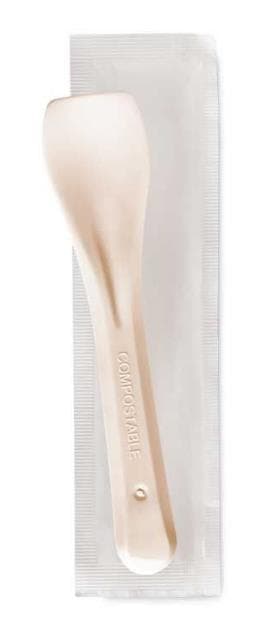 Glacelöffel aus Bio Kunststoff, beige Länge 95 mm, einzeln verpackt