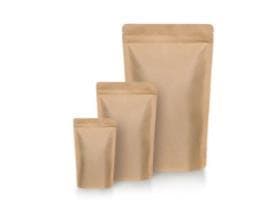 Standbodenbeutel (Biokunststoff PLA) Kraftpapier,Inhalt 100 ml, aluminiumfrei