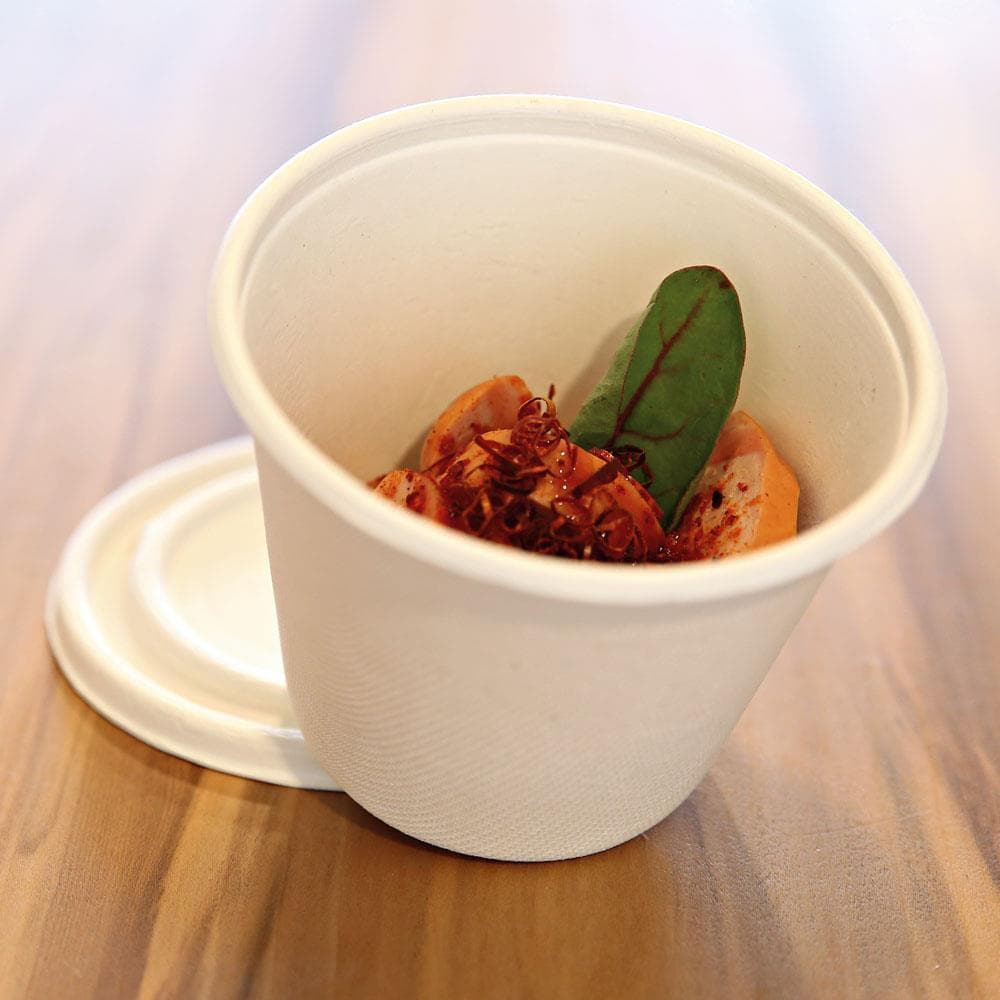 Suppenbecher aus Bagasse 425 ml, rund ø 10.8 cm, Höhe 8.5 cm, weiss