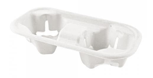 Becherhalter "Double", Zuckerrohr, weiss 22 x 11 x 4 cm, 100% kompostierbar,