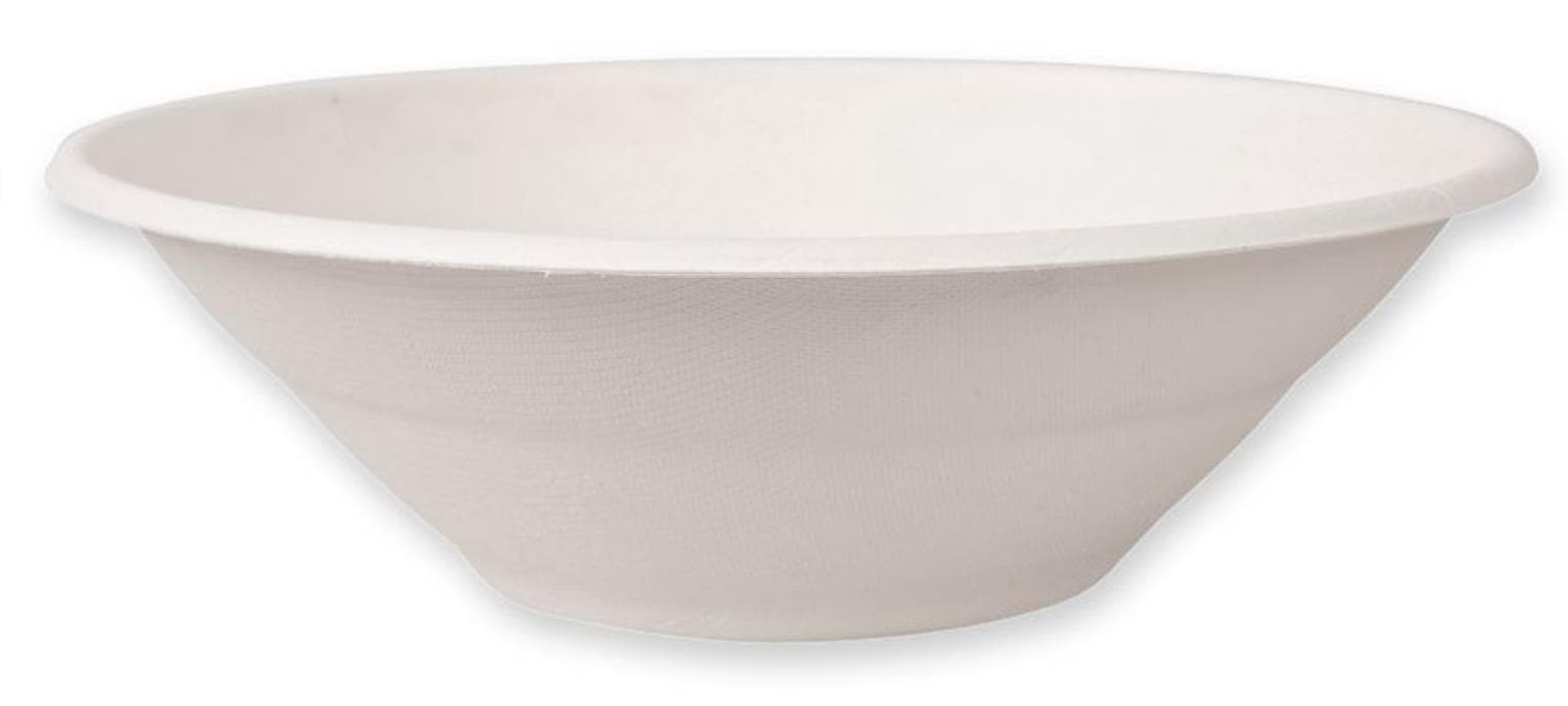 Schale aus Bagasse 900 ml, rund ø 19.5 cm, Höhe 6.5 cm, weiss