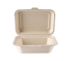 Lunchbox aus Bagasse rechteckig, 17 x 12.5 x 4.9 cm, natur