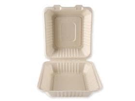 Menubox aus Bagasse quadratisch, 23 x 23 x 8.5 cm, natur