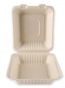 Menubox aus Bagasse quadratisch, 23 x 23 x 8.5 cm, natur