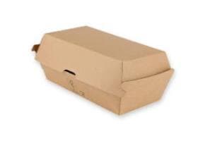 Snackbox eckig aus braunem Karton, 175 x 89 x 84 mm, innen PE