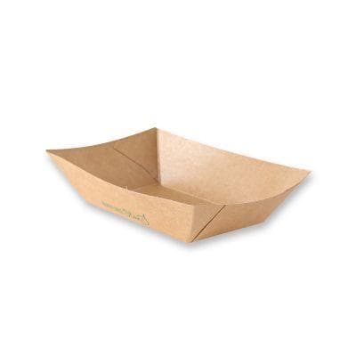 Schiffchen aus braunem Kartonkraft, 15.4 x 10.7 x 4.1 cm, 400 ml , PE-