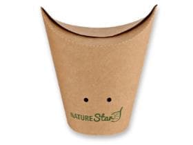 Snackbox aus braunem Kraftkarton ø 60 mm, Höhe 117 mm, 270 ml,