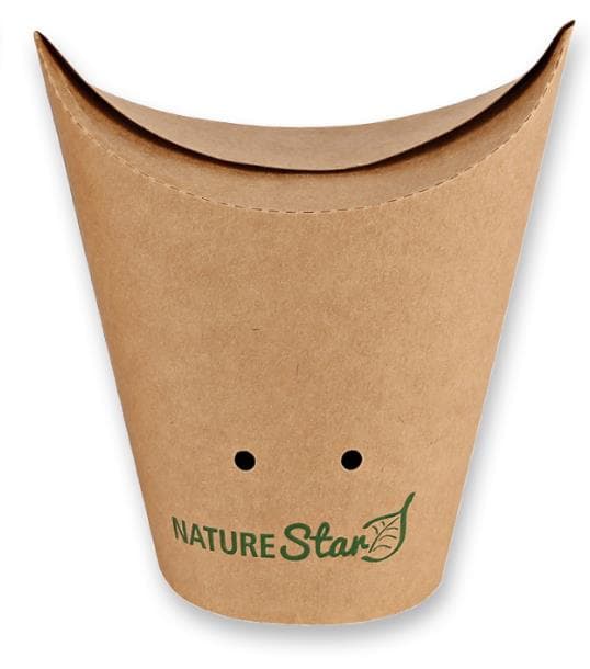 Snackbox aus braunem Kraftkarton ø 60 mm, Höhe 117 mm, 270 ml,