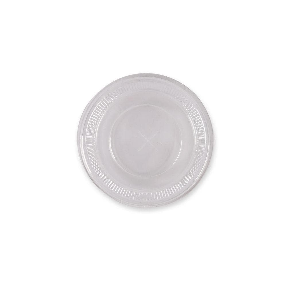 Flachdeckel aus PLA, transparent, mit Halmkreuz, Durchmesser: ca. 78 mm,