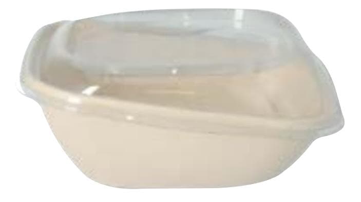 Salatschale aus Bagasse, quadratisch, 19 x 19 x 5/7 cm, 750 ml, natur