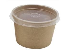 Rundbecher aus braunem Kraftkarton, 235 ml, ø 96 mm, Höhe 60 mm, innen