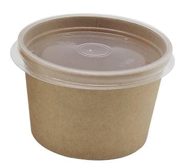 Rundbecher aus braunem Kraftkarton, 235 ml, ø 96 mm, Höhe 60 mm, innen