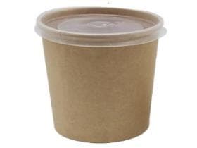 Rundbecher aus braunem Kraftkarton, 355 ml, ø 96 mm, Höhe 78 mm, innen