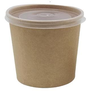 Rundbecher aus braunem Kraftkarton, 355 ml, ø 96 mm, Höhe 78 mm, innen