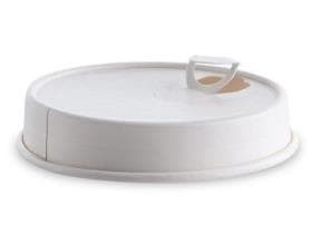 Deckel aus Pappe, Ø 80 mm, weiss, mit Trinköffnung, beschichtet, passend