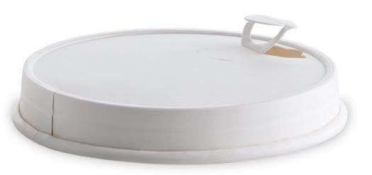 Deckel aus Pappe, Ø 90 mm, weiss, mit Trinköffnung, beschichtet, passend