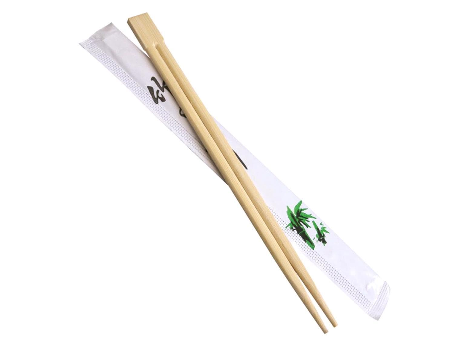 Essstäbchen aus Bambus, Länge 21 cm paarweise in Papier verpackt