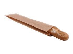 Baguettebeutel aus braunem Kraft- papier enggerippt, 12 x 5 x 45 cm,