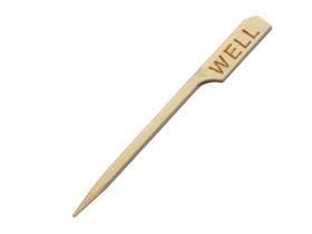 Bambus-Fingerfoodspiess FLAG, 9 cm mit Aufdruck "WELL", natur