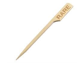 Bambus-Fingerfoodspiess FLAG, 9 cm mit Aufdruck "RARE", natur