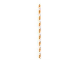 Papiertrinkhalme gerade, ø 6 mm, Länge 197 mm, Farbe orange/weiss