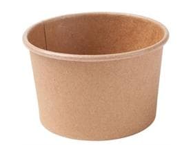 Feinkostbecher aus braunem Kraftkarton, rund, ø 120 mm, Höhe 48 mm, 320 ml,