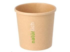 Suppenbecher rund aus braunem Kraft- papier, 750 ml, PE-beschichtet, mit