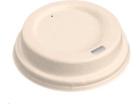 Deckel aus Bagasse weiss, ø 90 mm, passend zu 3 dl Kaffeebecher, mit
