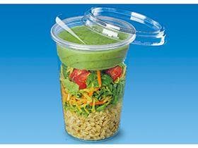 Feinkostbecher rund, 350 ml, ø 117 mm Höhe 57 mm, aus PET/rPET transparent