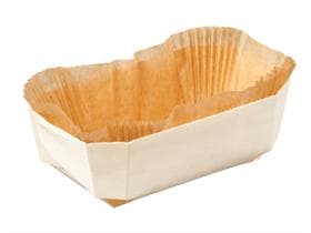 Holzbackform mit Einlage, Einlage aus silikonisiertem Papier, 120 x 60 x 40 mm