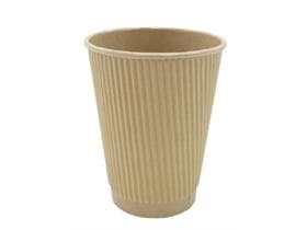 Kaffeebecher braun geriffelt, 3 dl, aus umweltfreundlicher Pappe, wasserbasierte