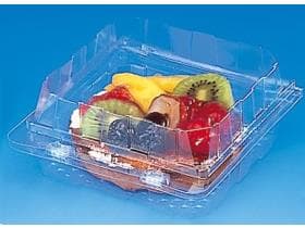 Schale PET transparent, mit anhängendem Deckel, 100 x 100 x 35 mm (Innenmasse),