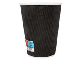 Kaffeebecher 3 dl, aussen schwarz geriffelt, innen weiss, PE-beschichtet