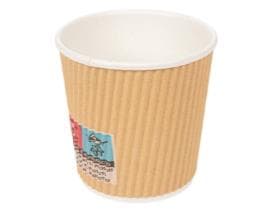 Kaffeebecher 1 dl, aussen braun geriffelt, innen weiss, PE-beschichtet