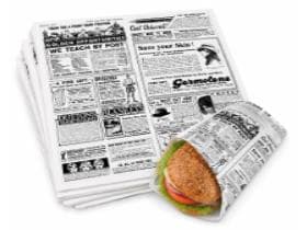Burger-Papier weiss, Pergamentersatz 31 x 38 cm, fettdicht, schwarz bedruckt