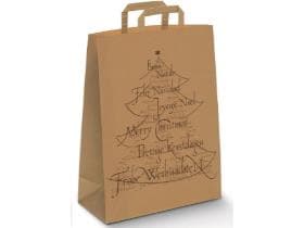 Papiertragetaschen Kraft braun 80 gm2, "Weihnachtsbaum", 260 x 100 x 330 mm,
