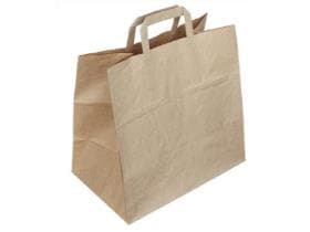 Papiertragetaschen aus braunem Kraftpapier 90 gm2, 26 + 17 x 27 cm,