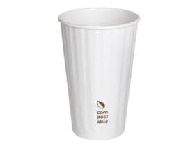 Kaffeebecher 4 dl, doppelwandig, weiss, mit reliefartiger Struktur, innen