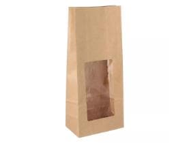 Blockbodenbeutel aus braunem Kraftpapier enggerippt, 135 + 75 x 315 mm, 750 g,