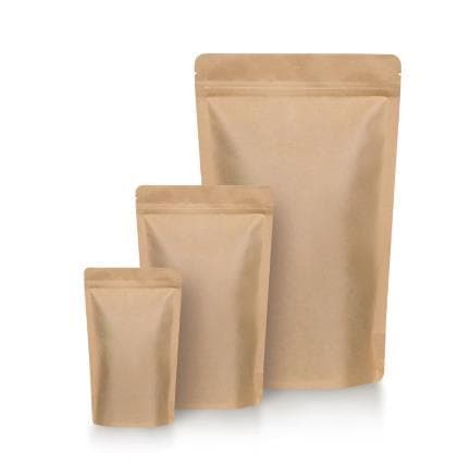 Standbodenbeutel (Biokunststoff PLA) Kraftpapier,Inhalt 100 ml, aluminiumfrei