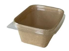 Verpackungsbecher Kraftkarton braun, rechteckig, 108 x 82 x 42 mm, 150 ml